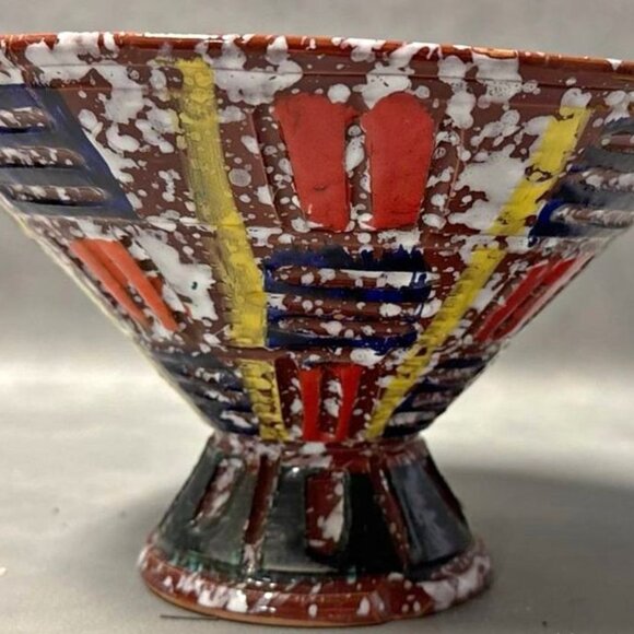 MCM Italian RAYMOR Signed Abstract Footed Pottery Bowl - Picture 2 of 7